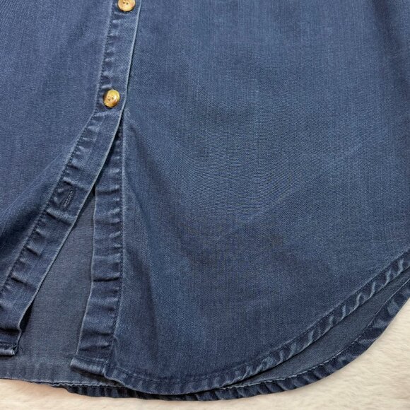 A New Day XS Denim Sleeveless Buttoned Top Casual Boho Resort Capsule Spring - Picture 5 of 10